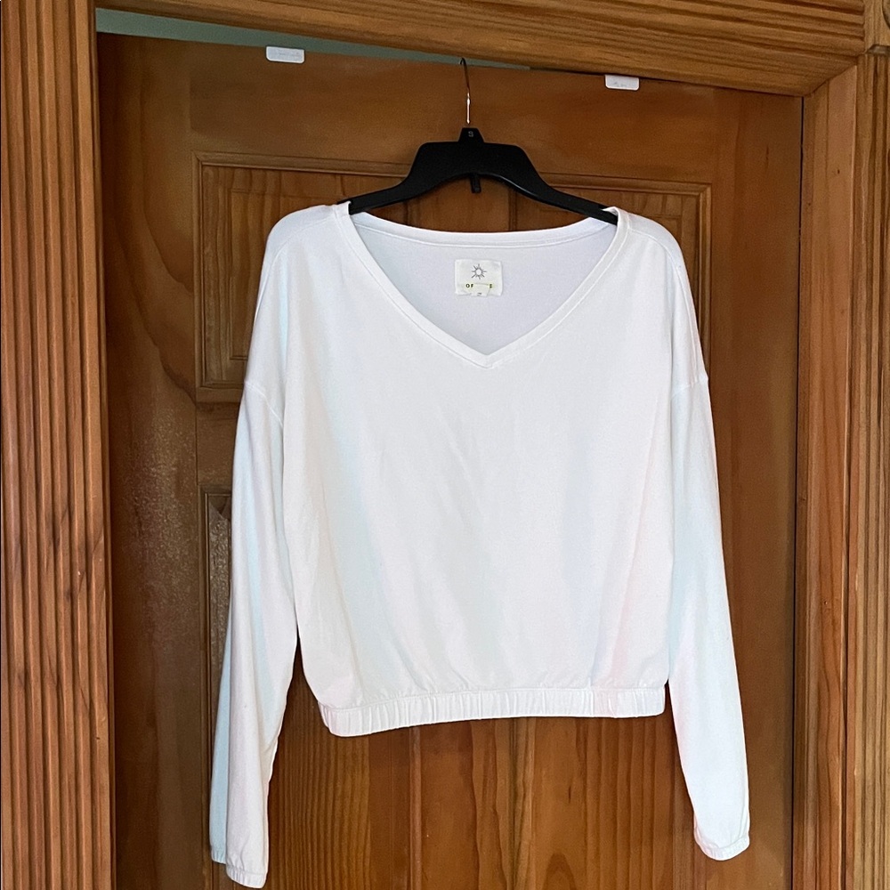 White V-Neck Women's Top
